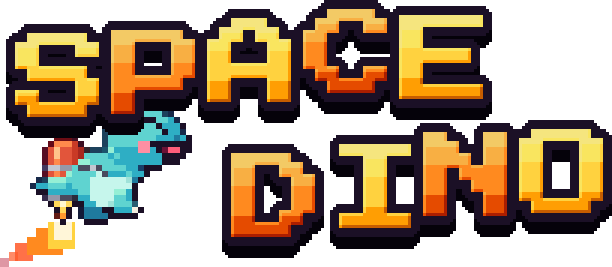 Space Dino logo: a jetpack dinosaur flying past the words SPACE DINO